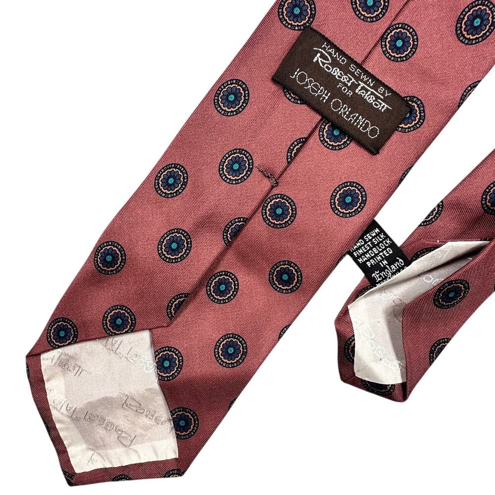 Robert Talbott Silk Neck Tie Geometric Foulard Made England Hand Sewn
